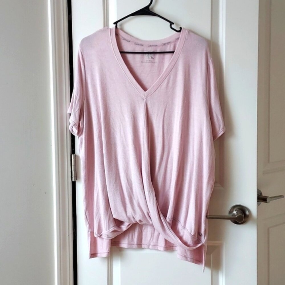 Calvin Klein shirt sleeve top xl pink/white